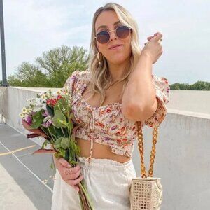 Seven Wonders Floral Ruffle Crop Top